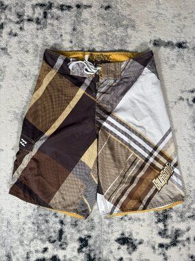 Y2K Billabong Brown Checkered Board Shorts